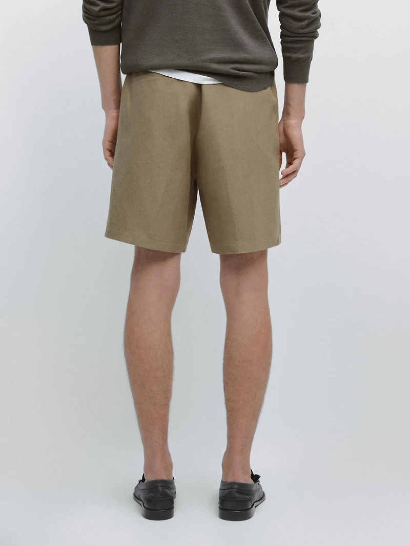 Linen jogger-fit Bermuda shorts