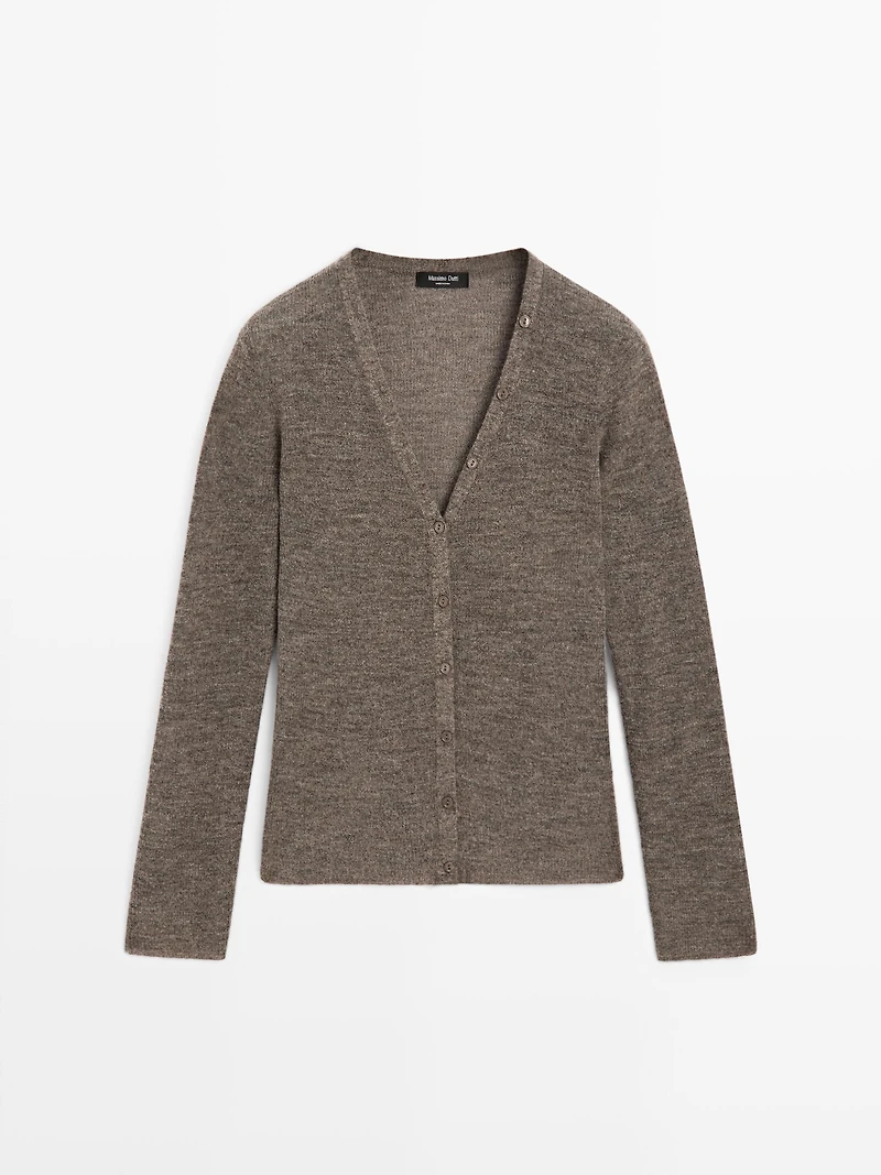 Wool blend cardigan with V-neckline