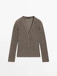 Wool blend cardigan with V-neckline