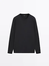 Long sleeve medium weight cotton T-shirt