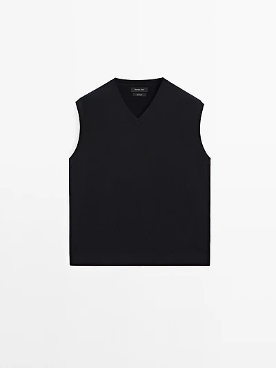 Veste sans manches en maille à col V