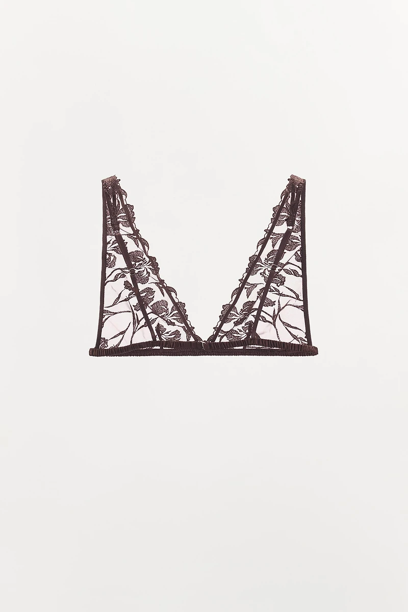 BRALETTE TRIANGLE BRODERIES DENTELLE
