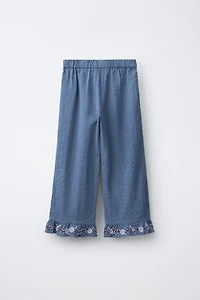 EMBROIDERED FLORAL RUFFLE CULOTTES