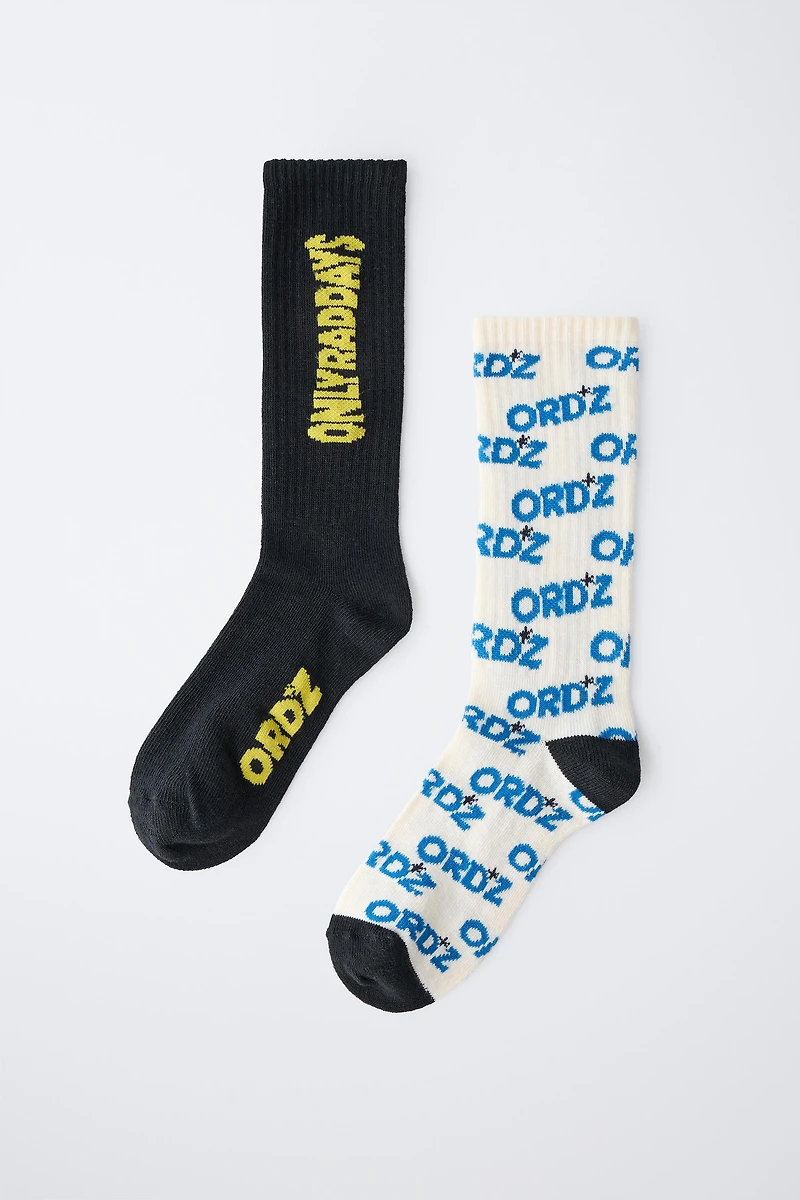 TWO-PACK OF TEXT LONG SOCKS