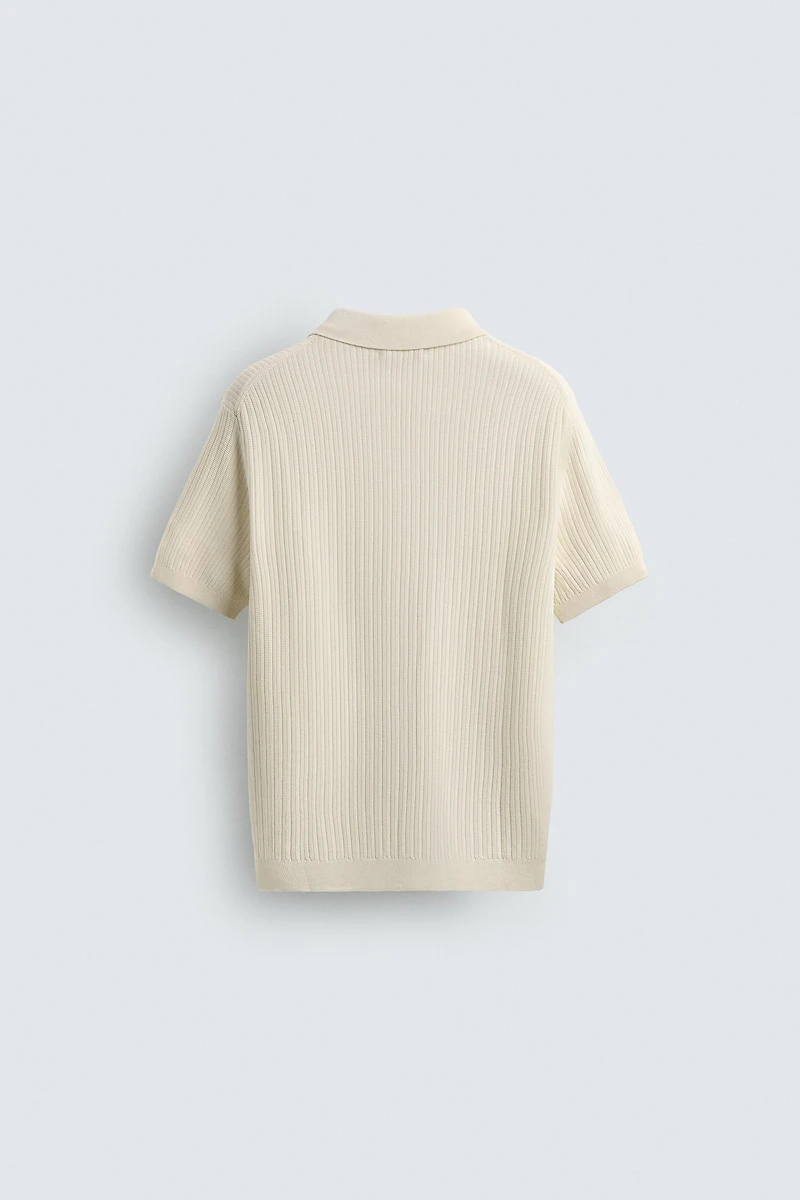 RIBBED KNIT POLO SHIRT