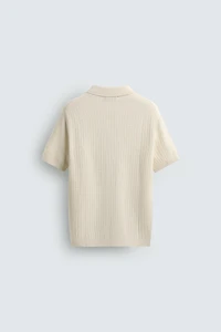 RIBBED KNIT POLO SHIRT