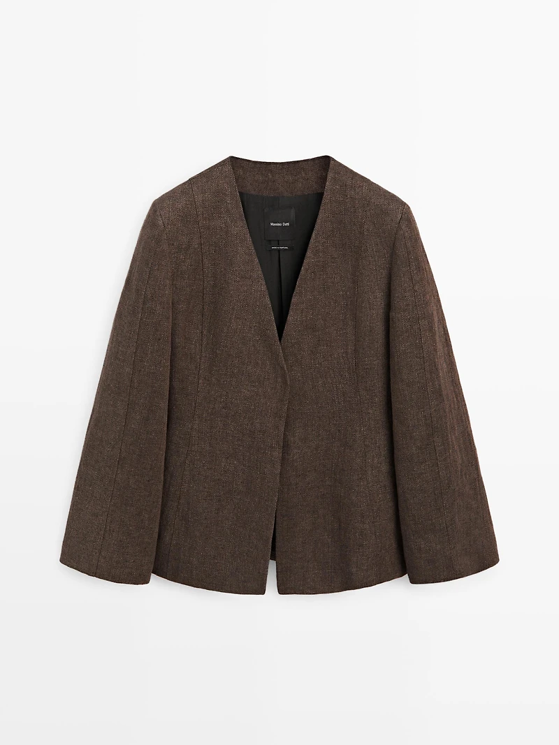 Veste sans revers 100% lin