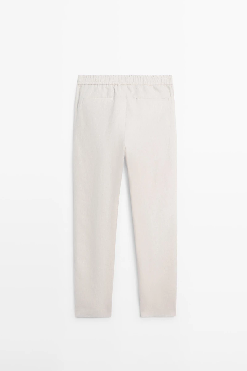 Linen jogger fit trousers