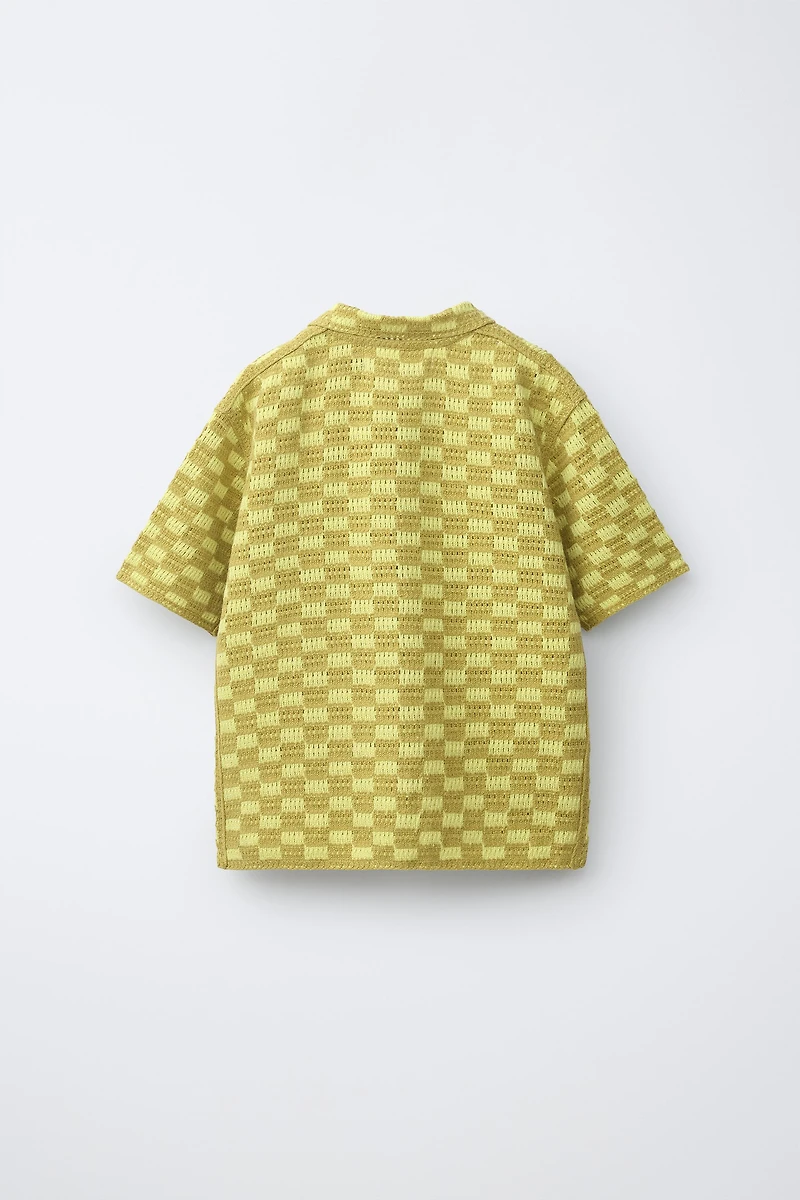 CHECKERBOARD CROCHET SHIRT