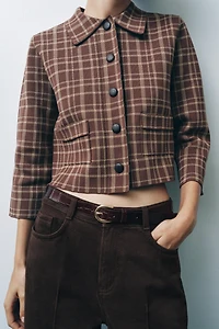 PLAID KNIT CARDIGAN