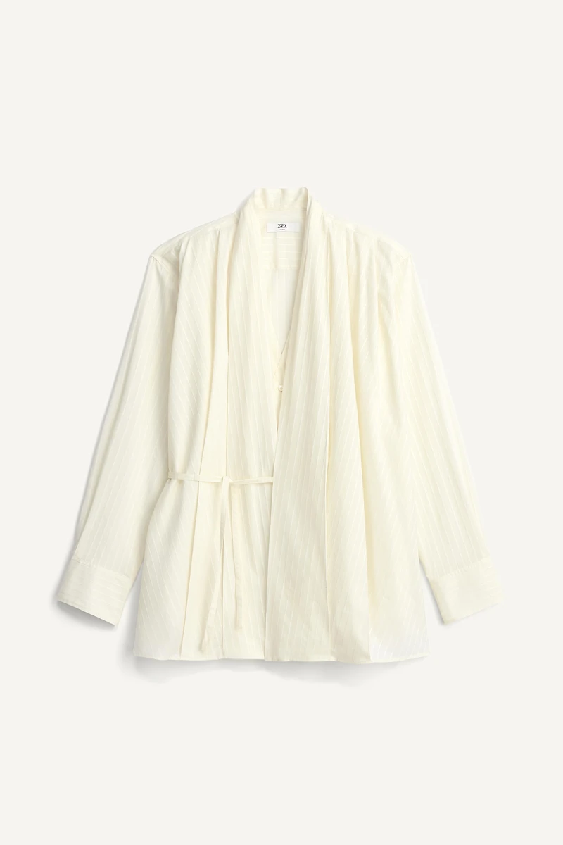 CHEMISE KIMONO JACQUARD À RAYURES