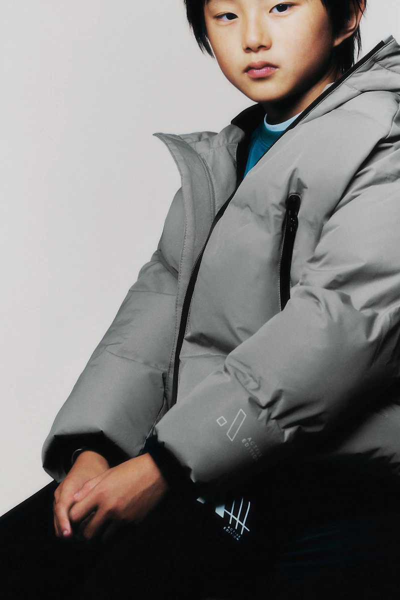 WATER REPELLENT PUFFER COAT WITH ZIPPERS