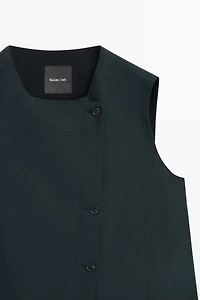 Linen asymmetric buttoned vest
