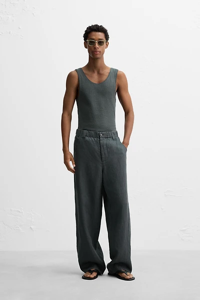 RIBBED COTTON-HEMP TANK TOP
