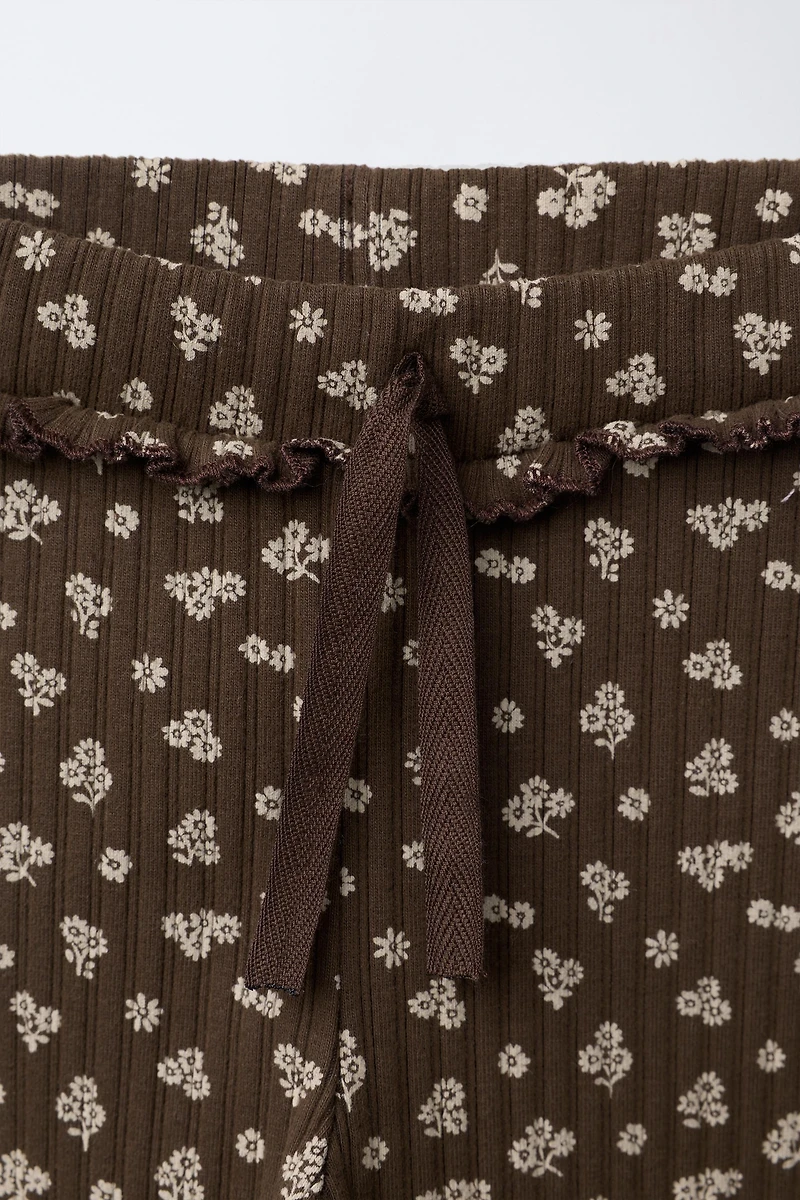 PRINTED RIBBED LEGGINGS