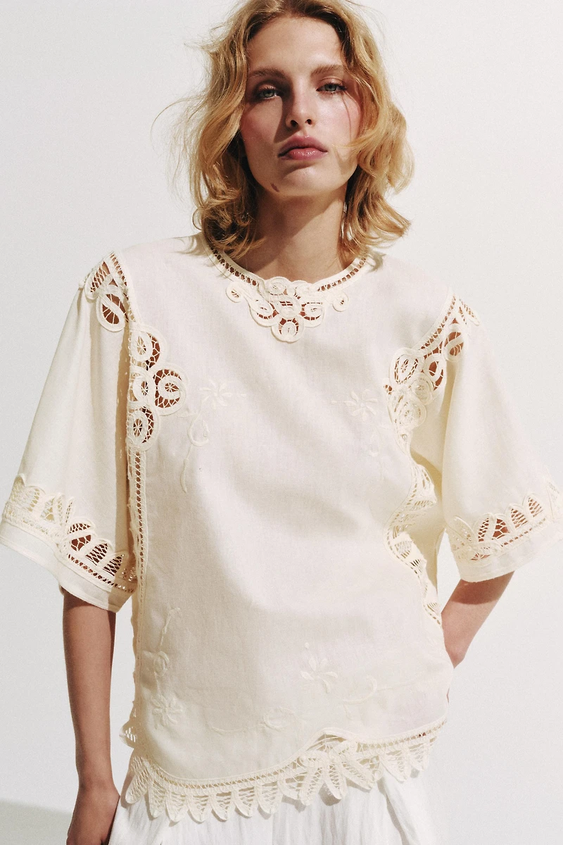 BLOUSE BRODÉE EN LIN ZW COLLECTION
