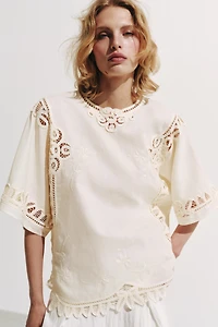 BLOUSE BRODÉE EN LIN ZW COLLECTION