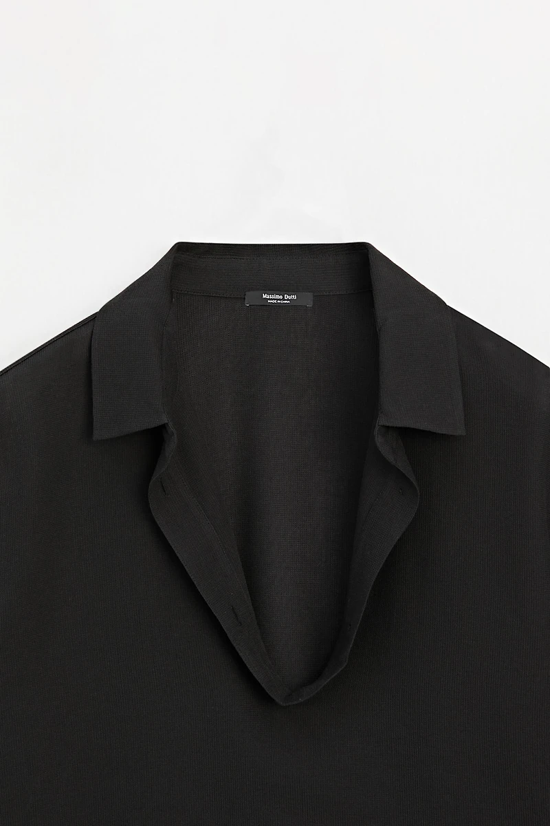 Chemise fluide à col en V coton