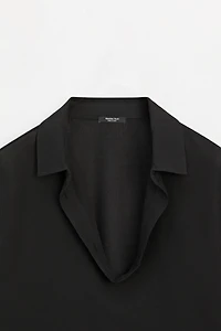 Chemise fluide à col en V coton