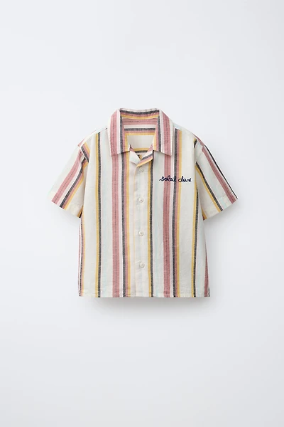 STRIPED COTTON LINEN SHIRT