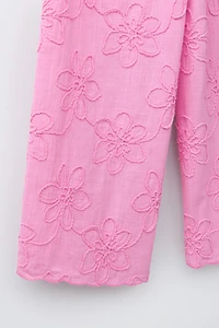 EMBROIDERED FLORAL WIDE LEG PANTS
