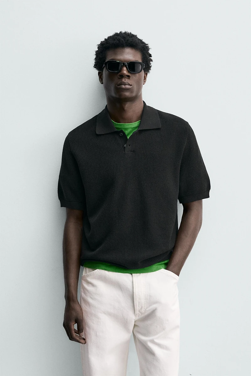 POLO REGULAR FIT EN MAILLE STRUCTURÉE