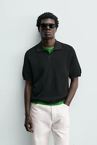 POLO REGULAR FIT EN MAILLE STRUCTURÉE