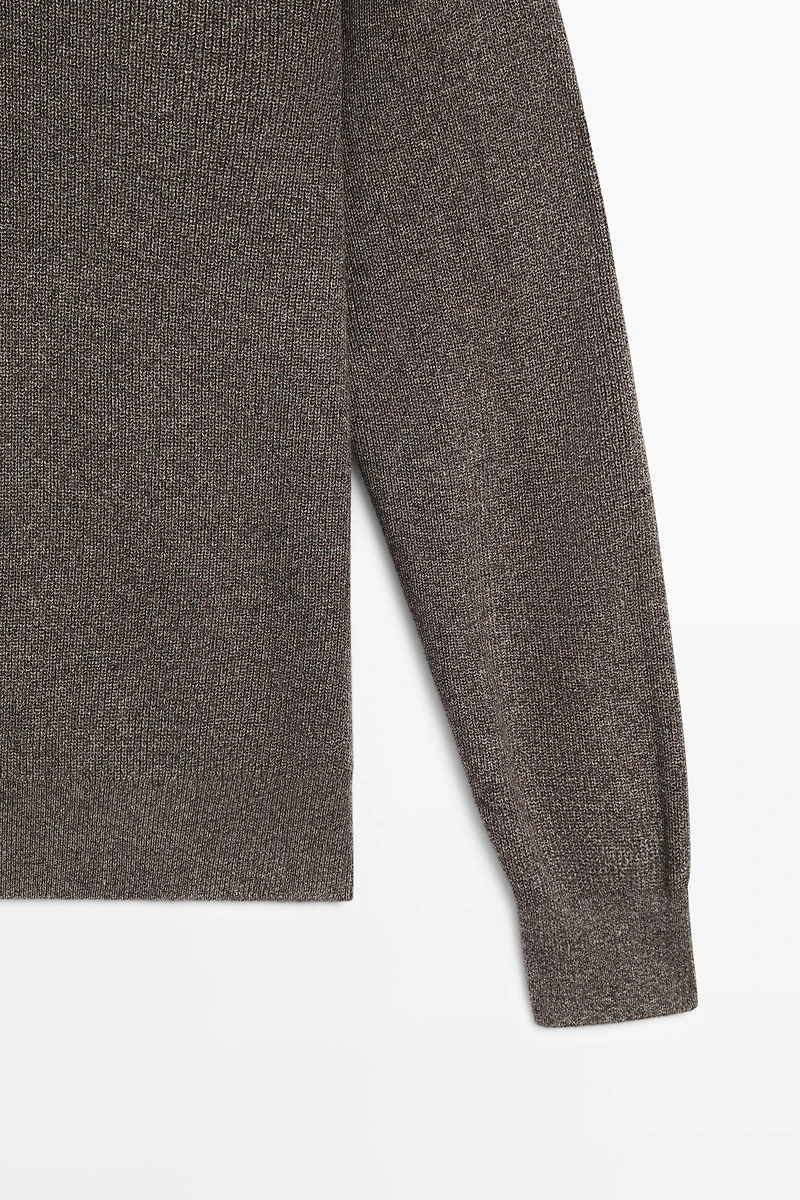Pull en maille à col camionneur zippé