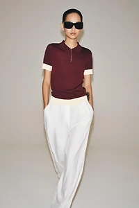 KNIT ZIP POLO SHIRT