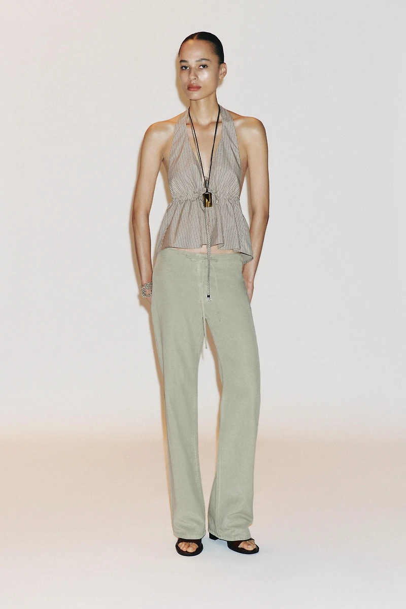TOP EN POPELINE HALTER RAYÉ