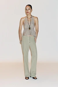 TOP EN POPELINE HALTER RAYÉ