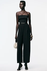 CREPE BUSTIER JUMPSUIT WITH BELT
