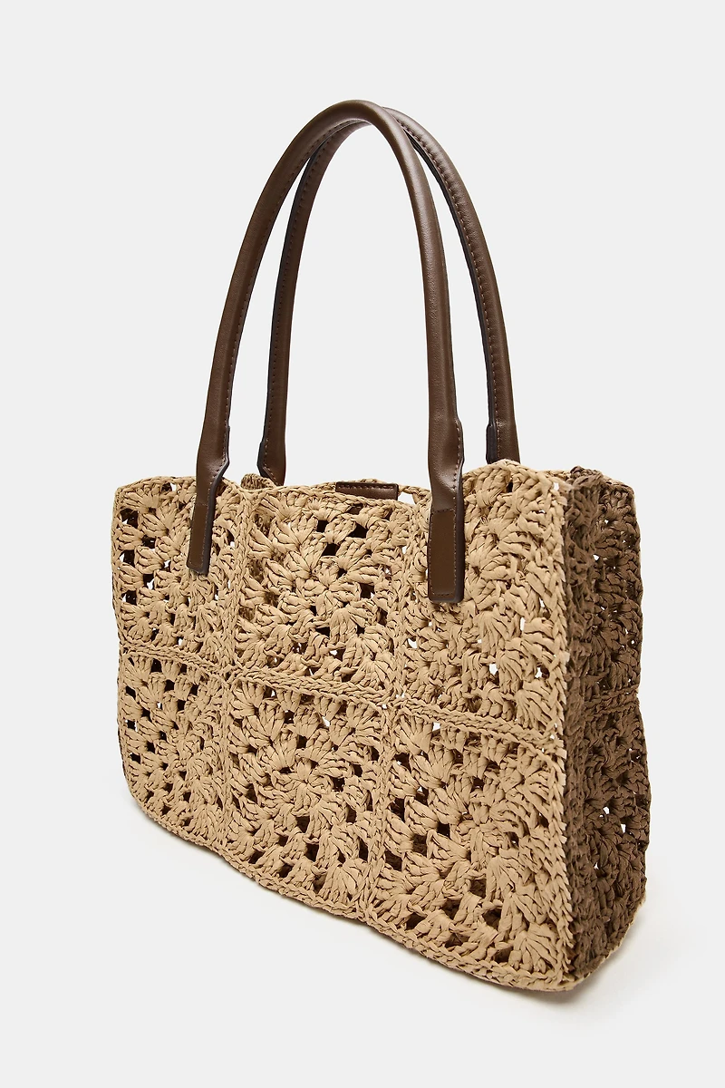 WOVEN EFFECT SHOPPER BAG