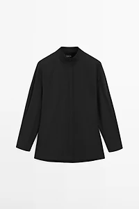 High neck shirt with strap detail