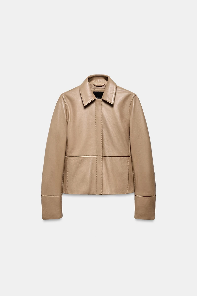 100% LEATHER FITTED BLAZER