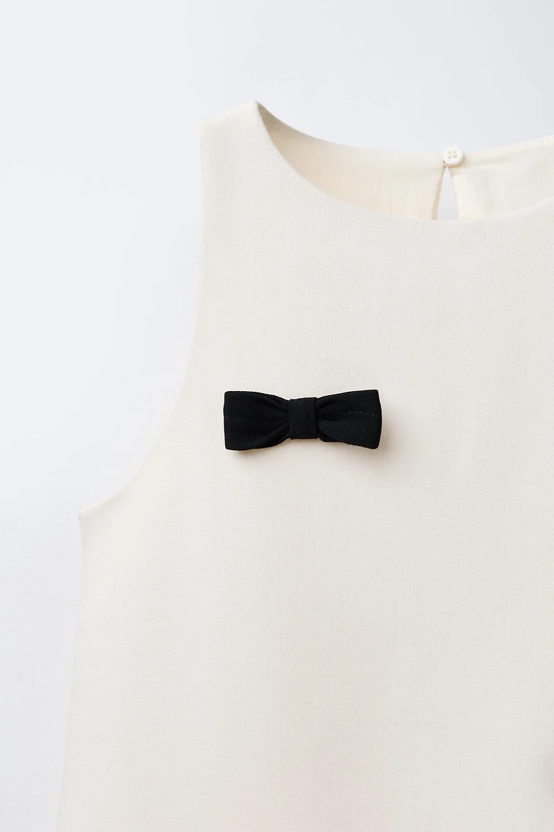 CONTRAST BOW PINAFORE DRESS