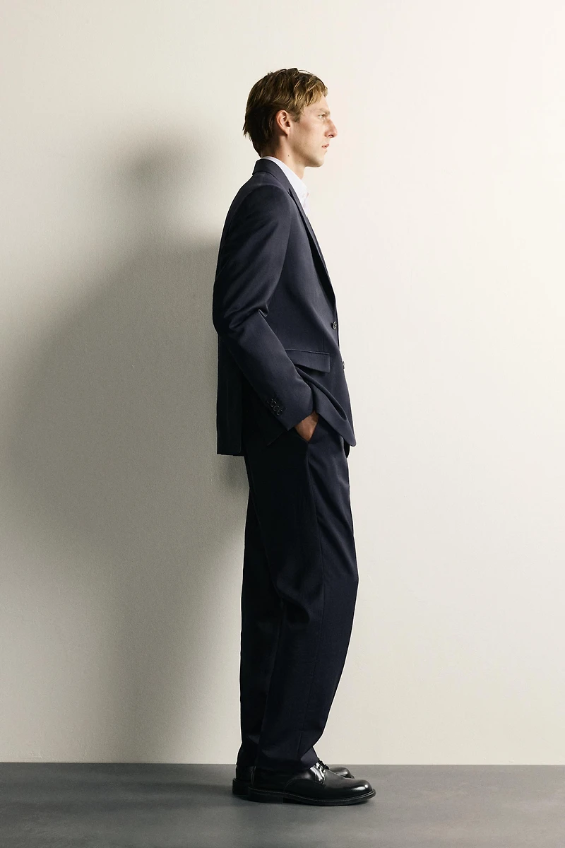 REGULAR FIT 100% WOOL PINSTRIPE SUIT BLAZER