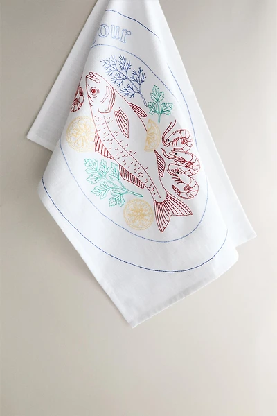 TORCHON CUISINE ASSIETTE POISSON