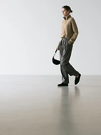 Darted pinstripe trousers