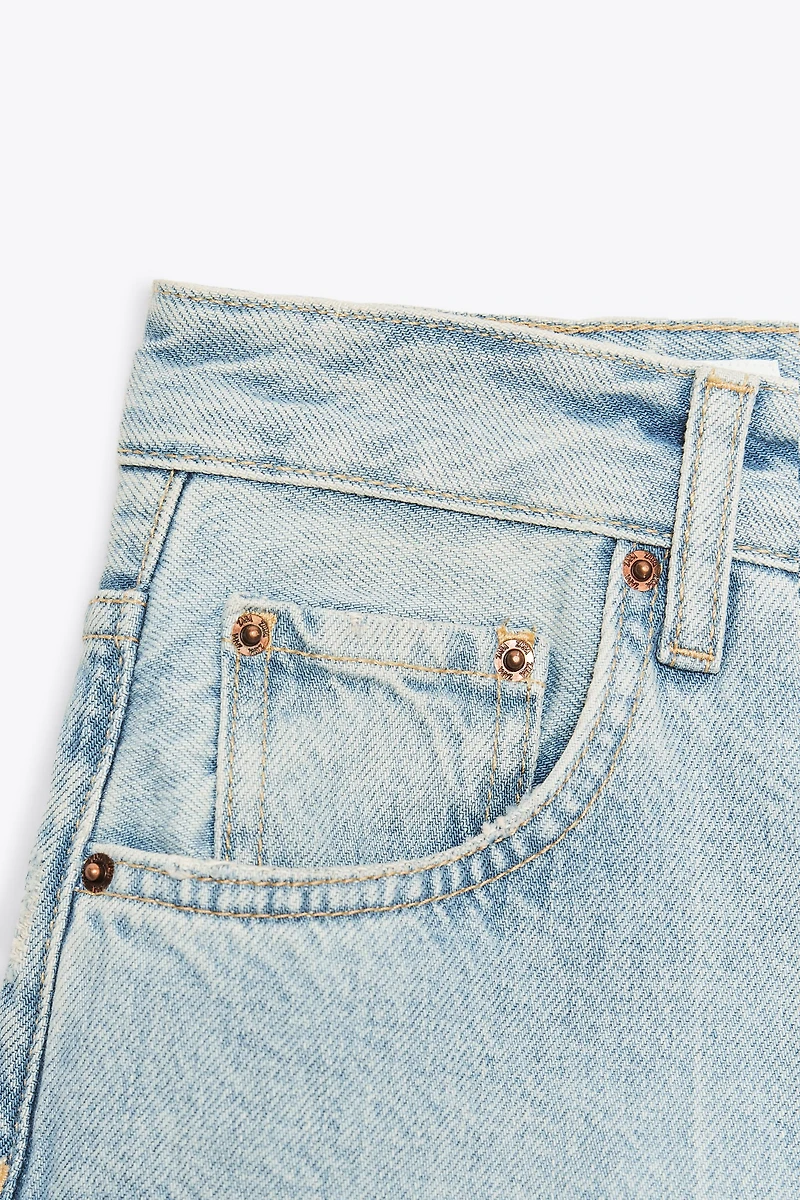 RIPPED MID-RISE TRF DENIM JORTS