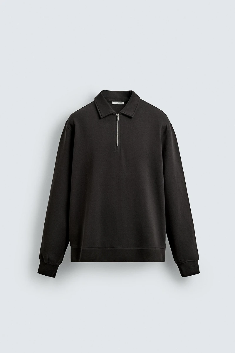 INTERLOCK ZIP POLO SWEATSHIRT