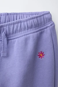 DAISY EMBROIDERED PLUSH PANTS