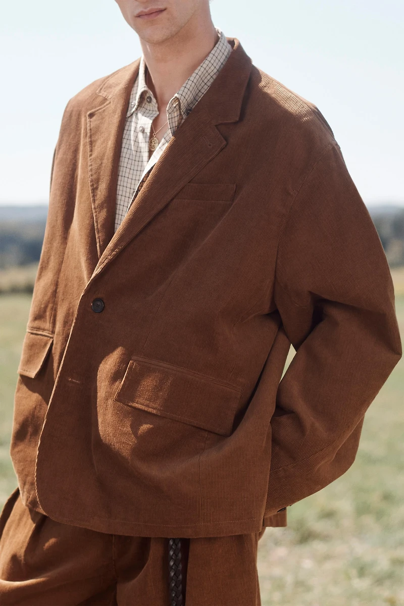 BLAZER RELAXED FIT EN VELOURS CÔTELÉ ÉDITION LIMITÉE