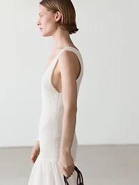 Long matching linen blend dress