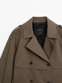 Short trench coat with belt detail