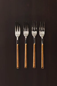 LOT TENEDORES POSTRE MANGO MADERA (LOT DE 4)