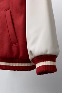 BLOUSON BOMBER EN DRAP DE LAINE ET MANCHES À AVEC PIÈCES