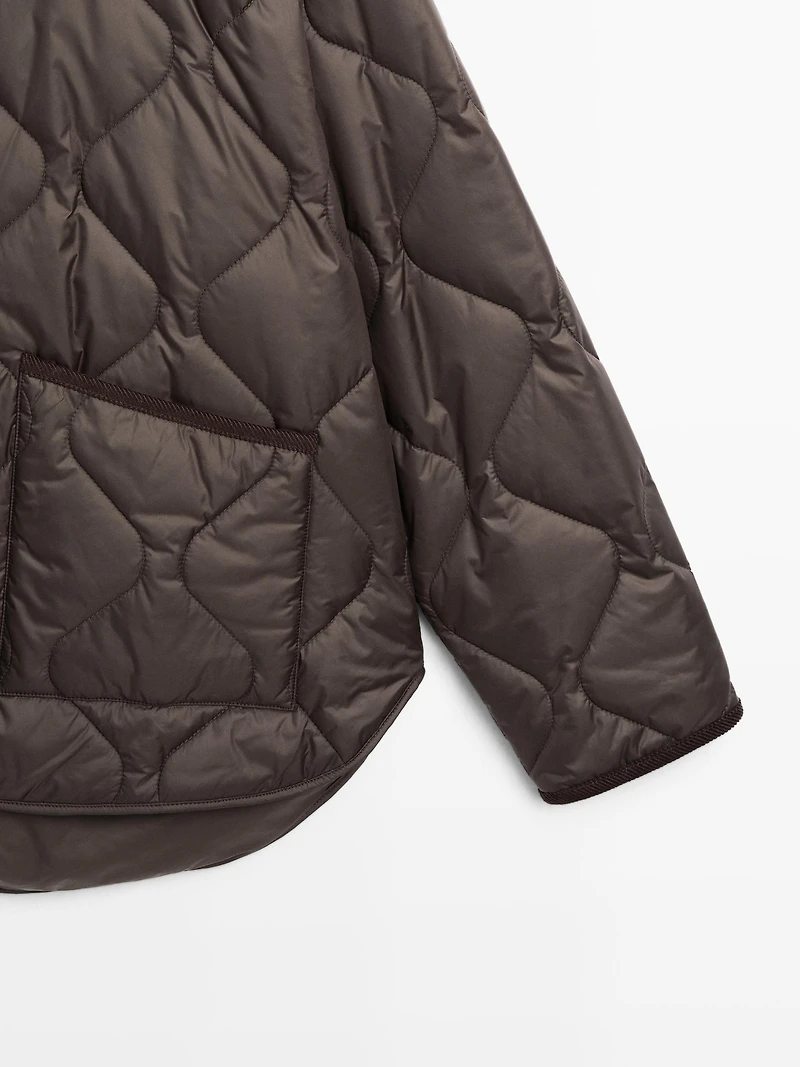 Veste matelassée déperlante détail velours côtelé