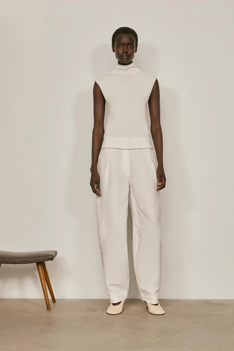 Knit cotton and silk mock turtleneck top - LIMITED EDITION