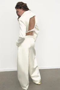 SATIN EFFECT CROP BLAZER WITH BACK VENT